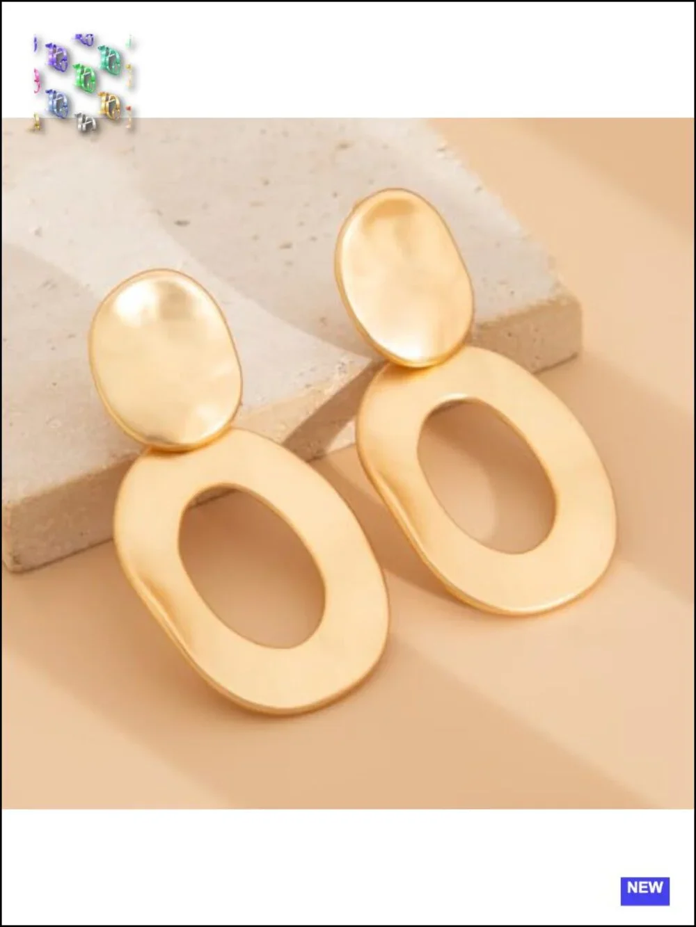 Large Chunky Gold Circle Statement Earrings Exaggerated Geometric Dangle for